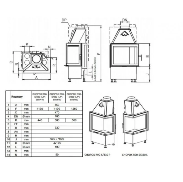 Semineu Cu Acumulare KOBOK Model Chopok R90 S330 LP 600 450 12KW