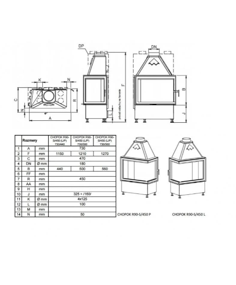 Semineu Cu Acumulare KOBOK Model Chopok R90 S450 LP 730 450 15KW
