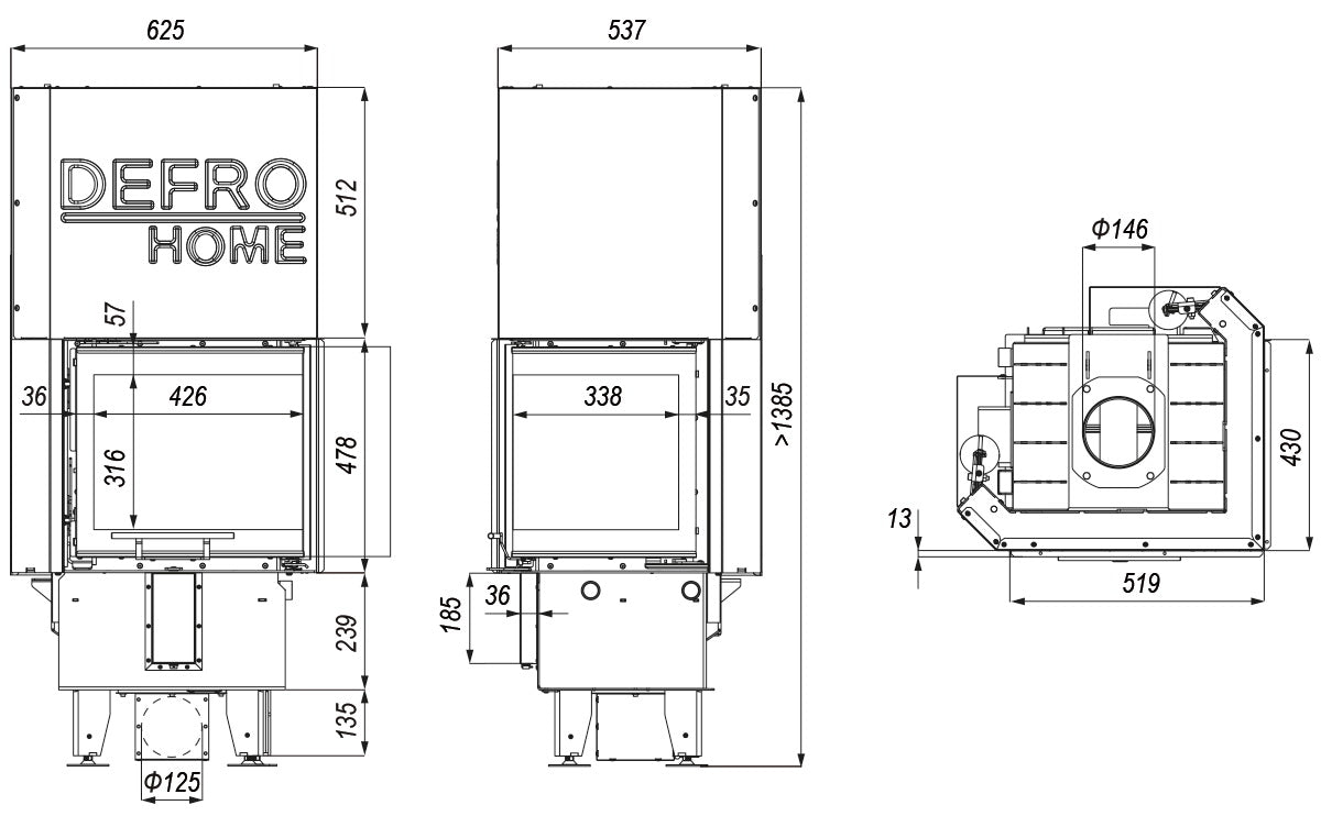 DEFRO Focar samota cu geam lateral Intra XSM BP Mini G
