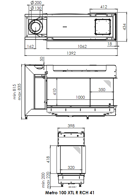 Semineu gaz Metro 100XTL-41 RCH right