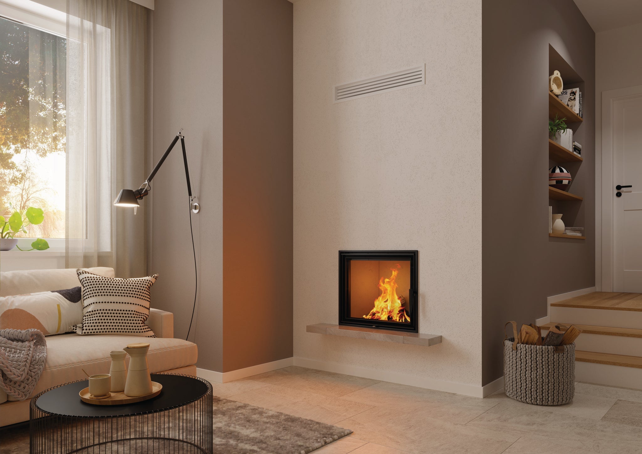 focar semineu pe lemne - Cum un focar de șemineu modern schimbă atmosfera în livingul tău
