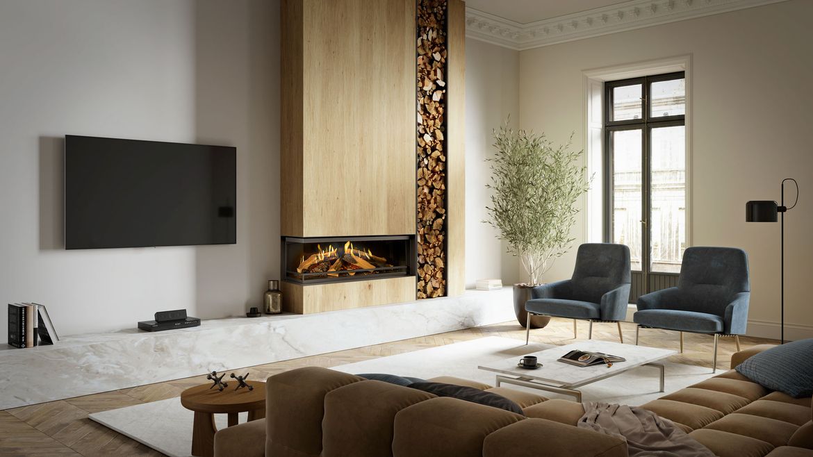semineu electric pe colt - Arta integrării unui șemineu electric în proiecte de mobilier DIY în 2026
