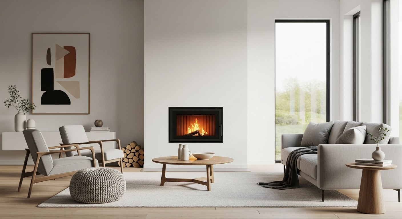 focar semineu - Cum un focar de șemineu minimalist transformă atmosfera din living