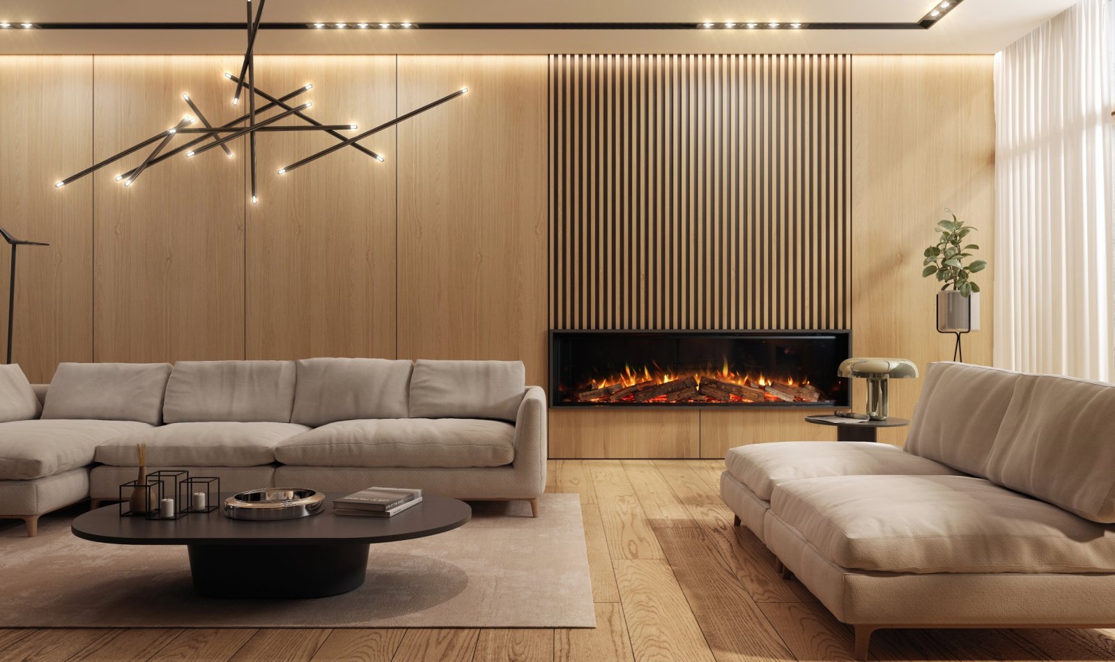 semineu electric pe colt - Transformarea Livingului cu Șeminee Electrice: Impactul Înainte și După