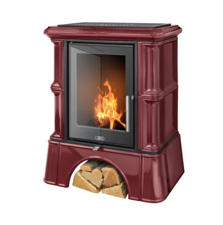 Sobă Teracotă ABX Exclusiv Bavaria cu Plintă | 3,5-9kW | GEAM DREPT | 5 CULORI | EVACUARE SUPERIOARĂ/POSTERIOARĂ