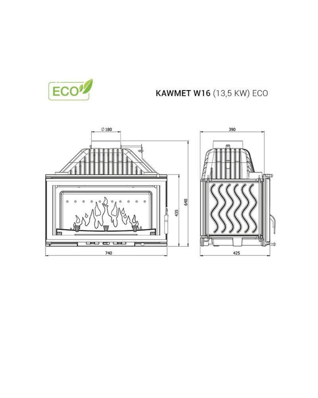 Kawmet W16 Focar șemineu fontă 13,5 kW