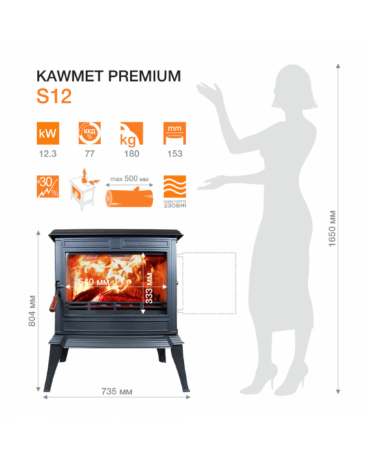 Sobă Fontă KAWMET Premium ATHENA S12 ECO - 12,3 kW