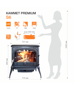 Sobă fontă KAWMET Premium SPHINX S6 ECO - 13,9 kW