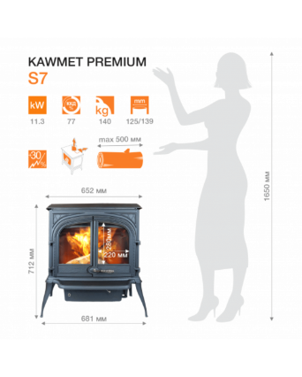 Sobă fontă KAWMET Premium ARES S7 ECO - 11,3 kW