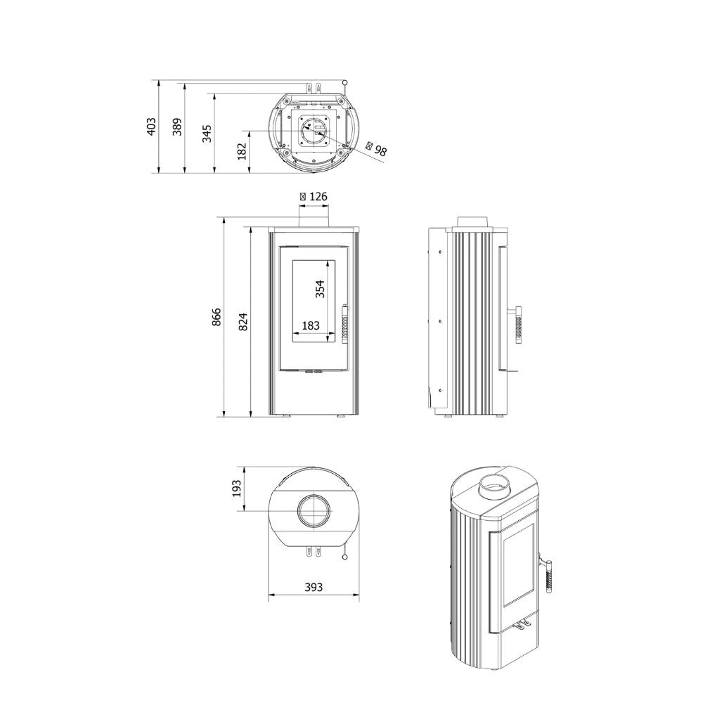 Sobă K12 KRATKI 6kW 102kg | RANDAMENT 82.5% | TRIPLĂ COMBUSTIE | A+