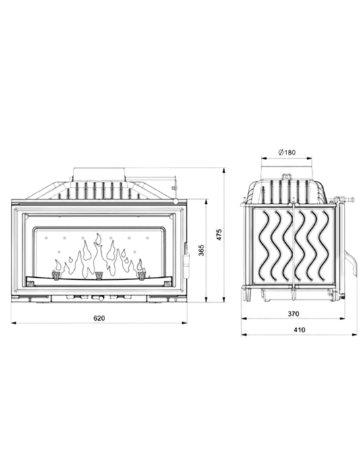 Kawmet W15 - 9,4kW Focar șemineu fontă