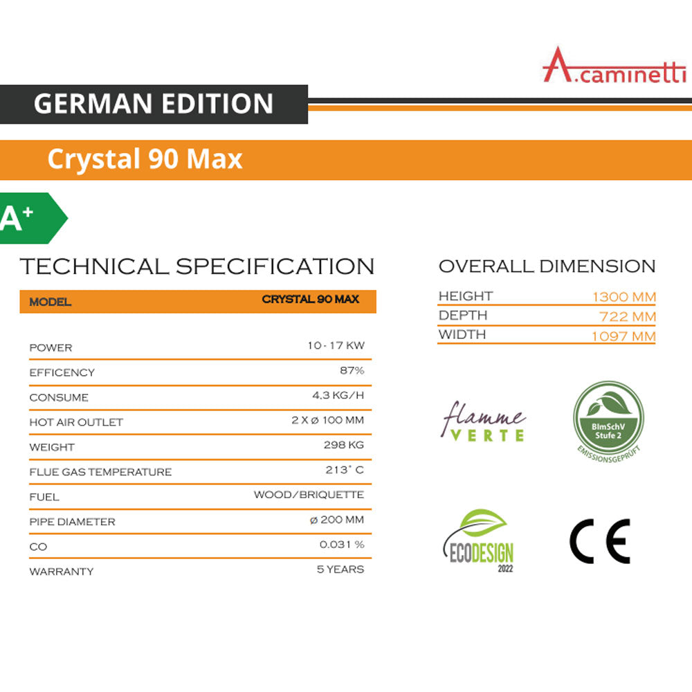 A-caminetti CRYSTAL 90 MAX - Focar Șemineu 3 laturi vitrate