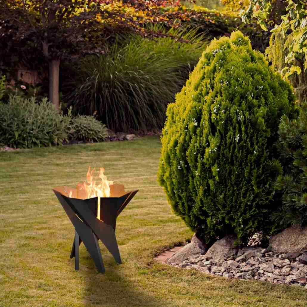 Vatră de Foc Exterior BASKET Kratki | 55x55 cm | MOBILĂ | ÎnĂLȚIME 500mm | METAL NEGRU | GARANȚIE 2 ANI