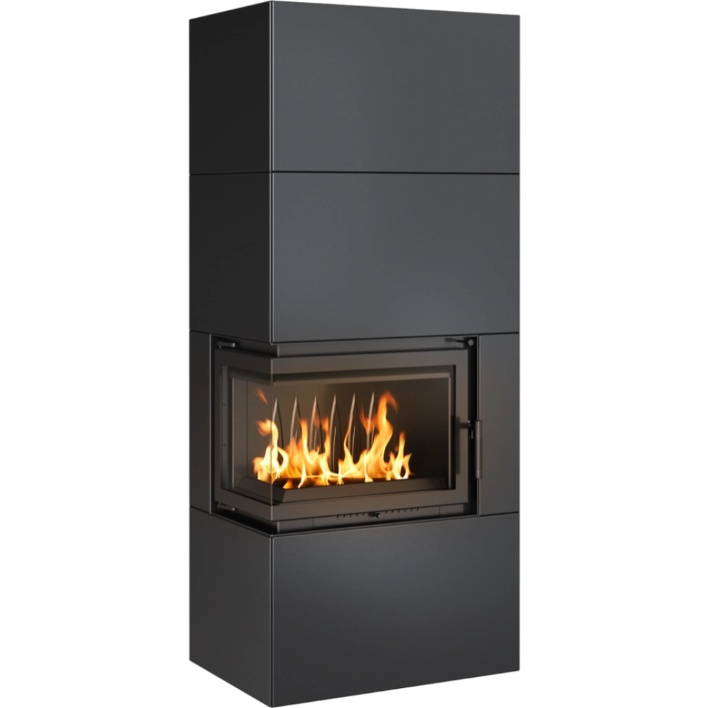 SIMPLE BOX stanga negru - semineu complet