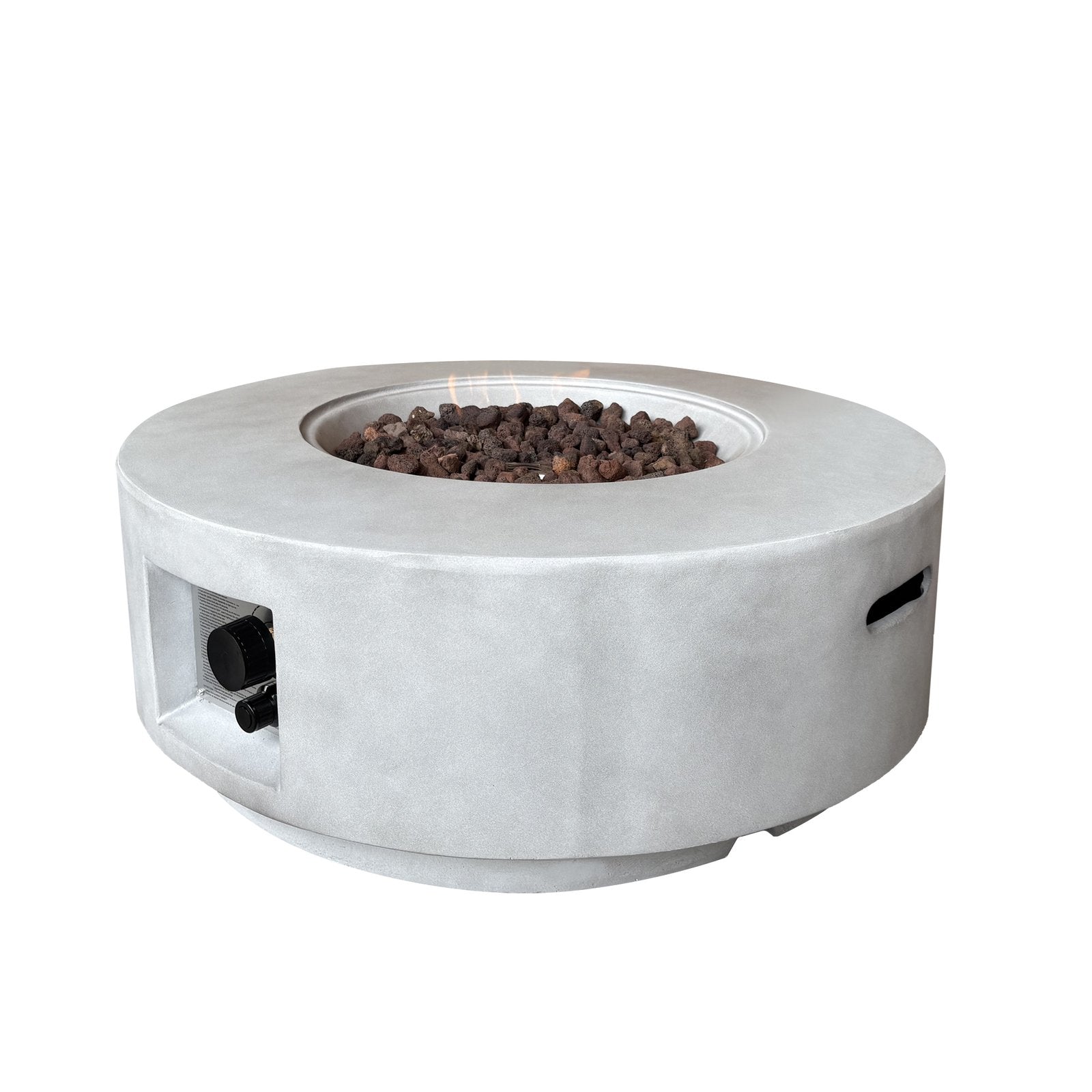 Masă cu Foc Aether PureFlame 83.5cm | ROTUNDĂ | GAZ | BETON | Alb Mat