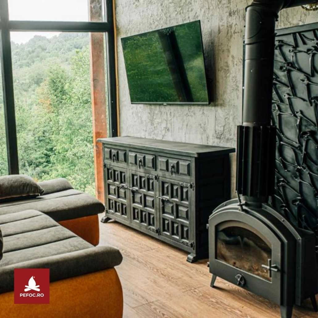 Sobă Fontă Stimo INVICTA 7-10.5kW 63kg | Randament 79% | Ardere 8h | A