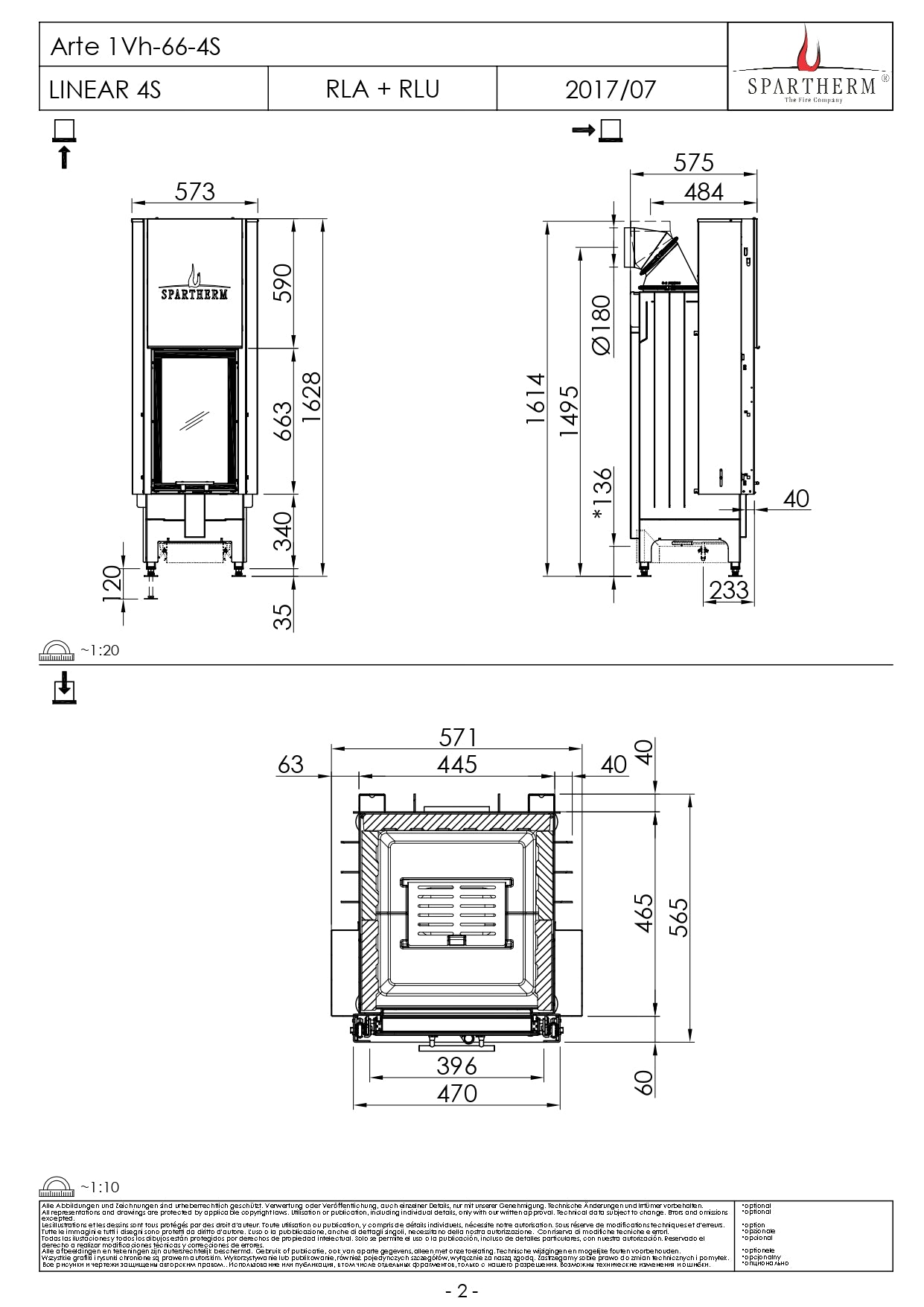 SPARTHERM Focar samota cu geam drept ARTE 1Vh 66