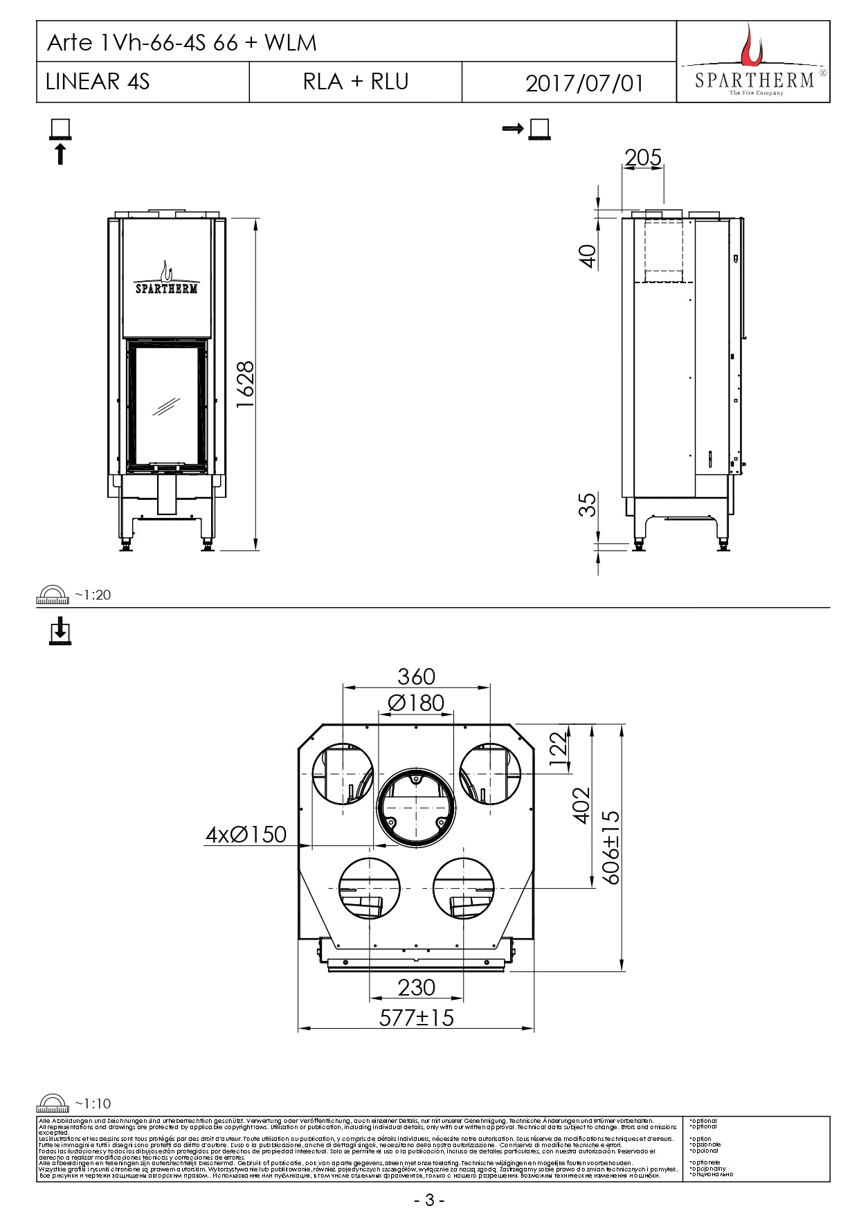 SPARTHERM Focar samota cu geam drept ARTE 1Vh 66