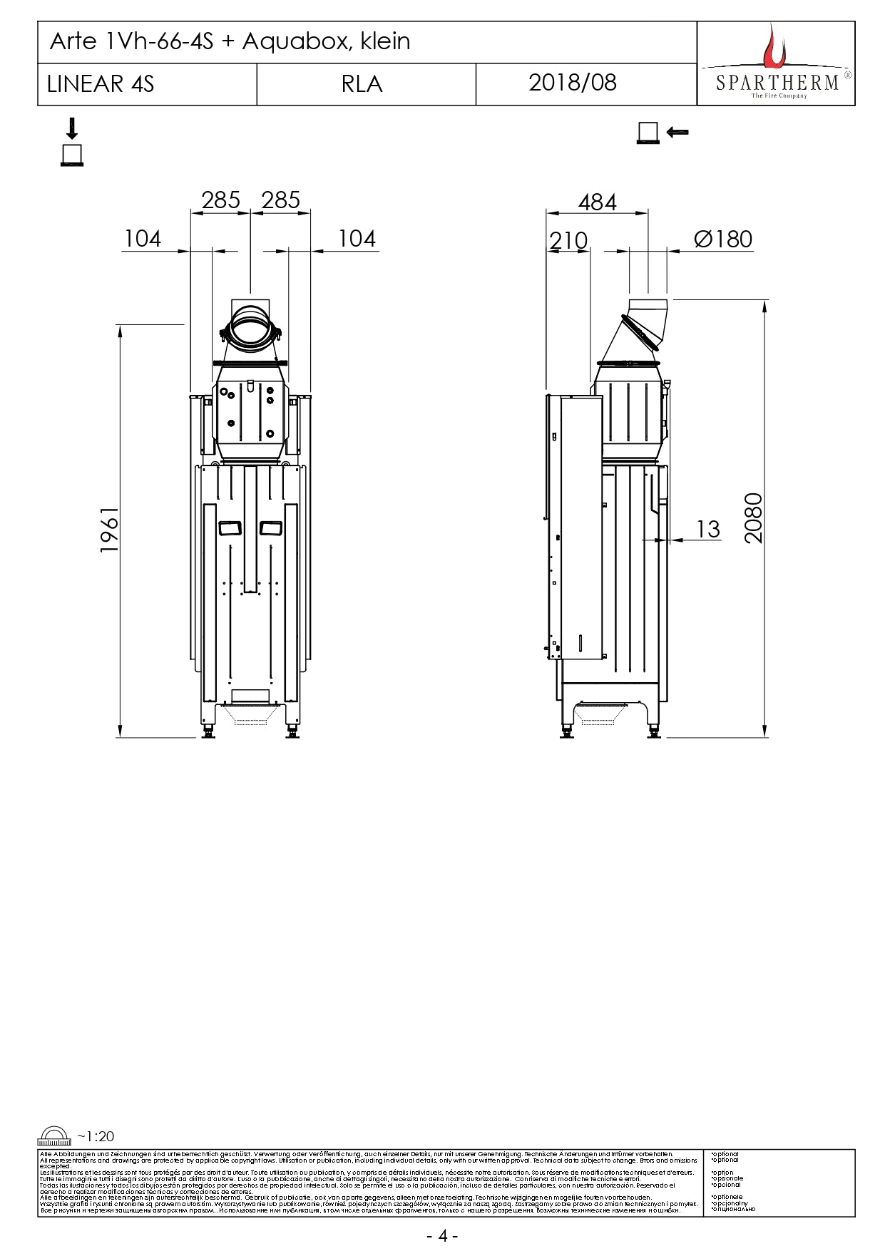 SPARTHERM Focar samota cu geam drept ARTE 1Vh 66