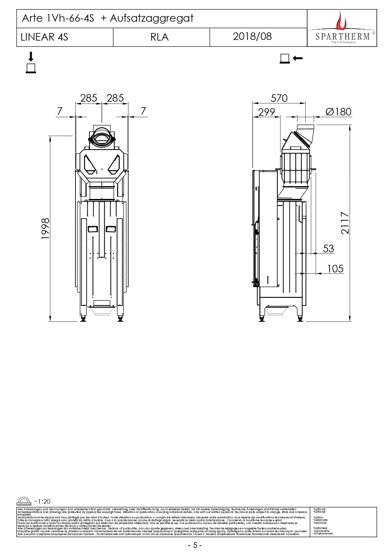 SPARTHERM Focar samota cu geam drept ARTE 1Vh 66