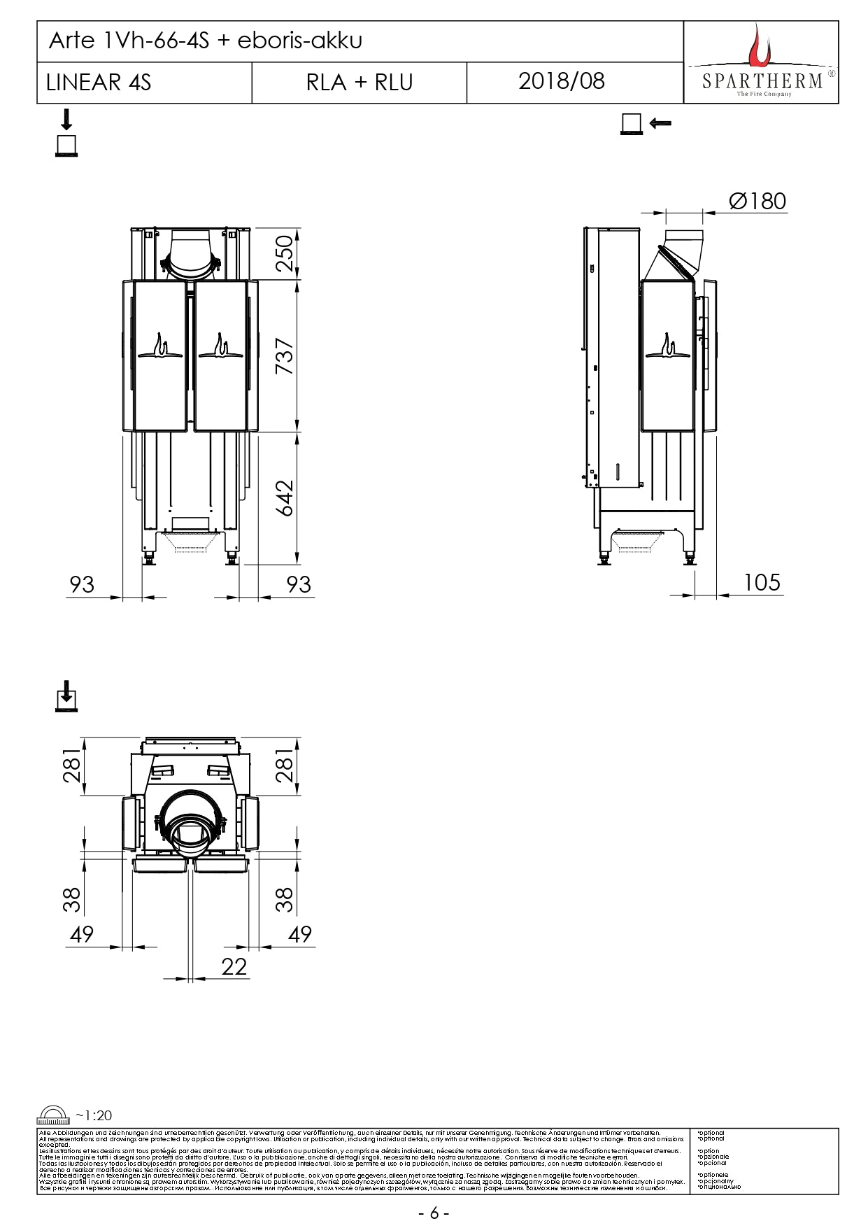 SPARTHERM Focar samota cu geam drept ARTE 1Vh 66