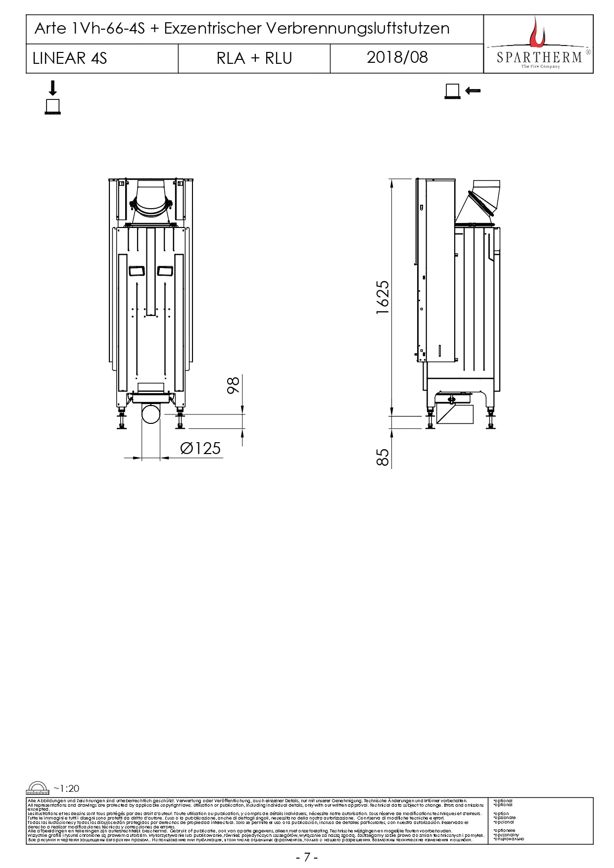 SPARTHERM Focar samota cu geam drept ARTE 1Vh 66