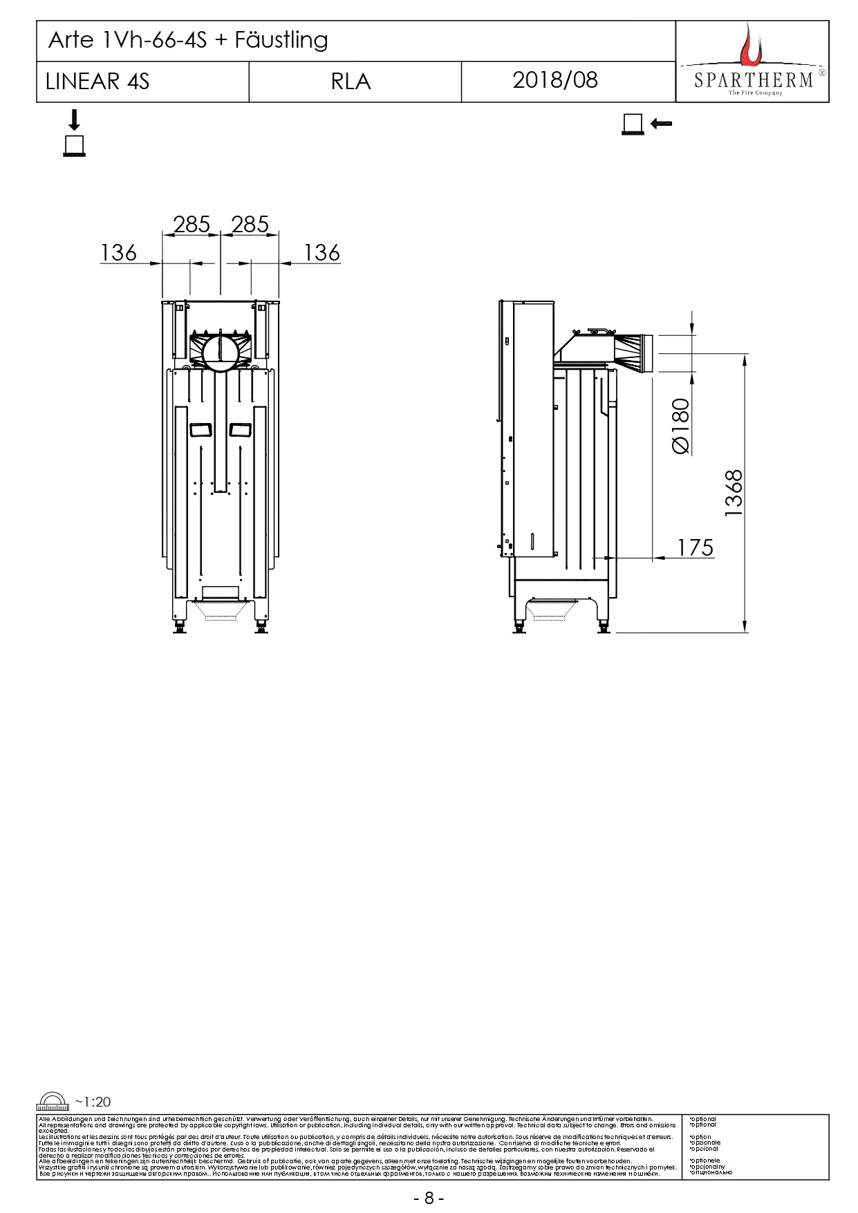 SPARTHERM Focar samota cu geam drept ARTE 1Vh 66