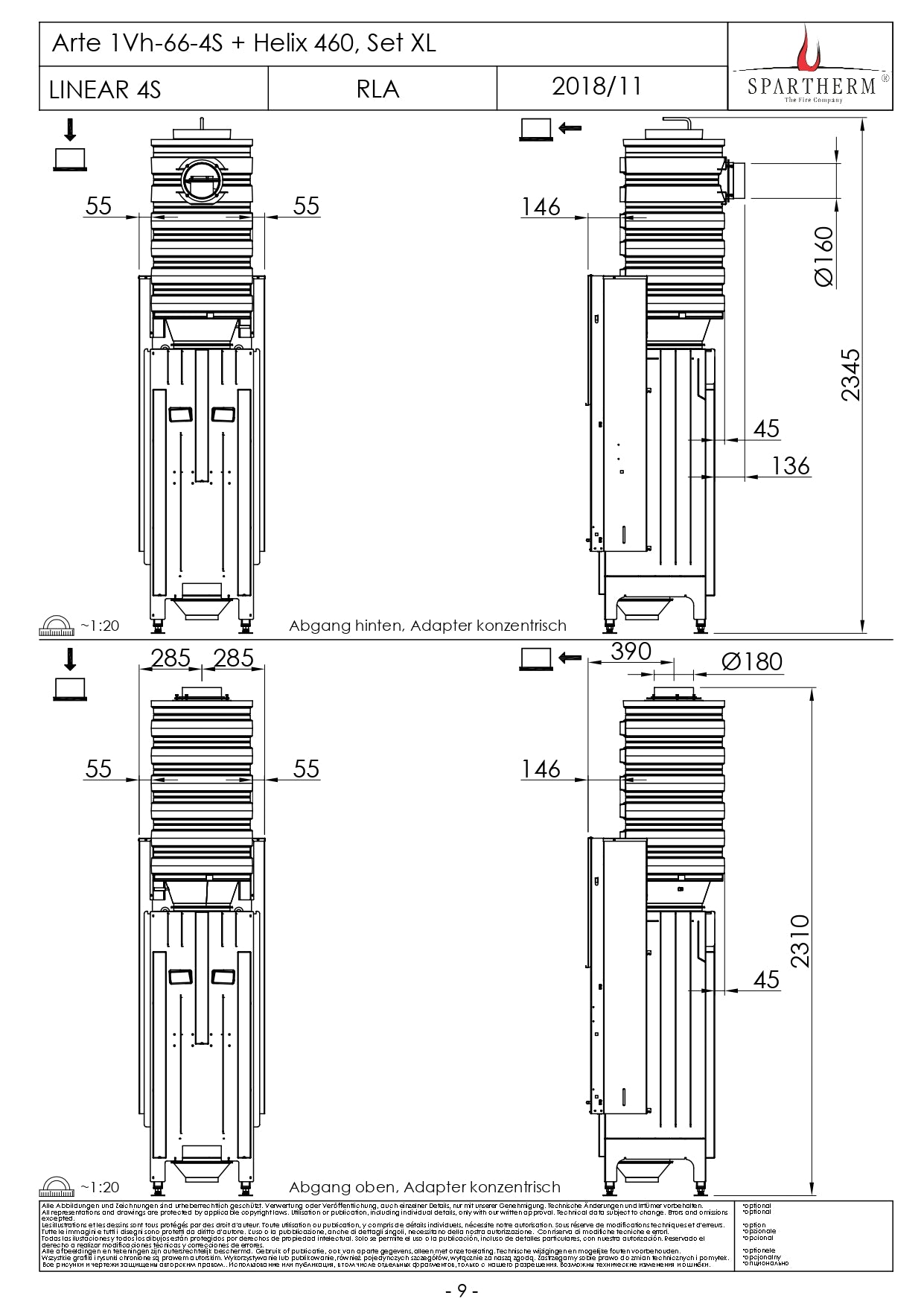 SPARTHERM Focar samota cu geam drept ARTE 1Vh 66