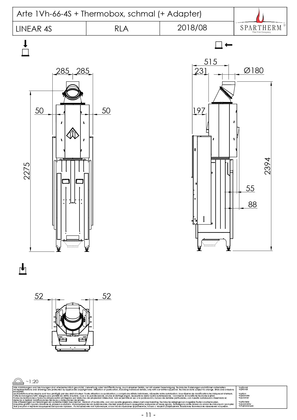 SPARTHERM Focar samota cu geam drept ARTE 1Vh 66