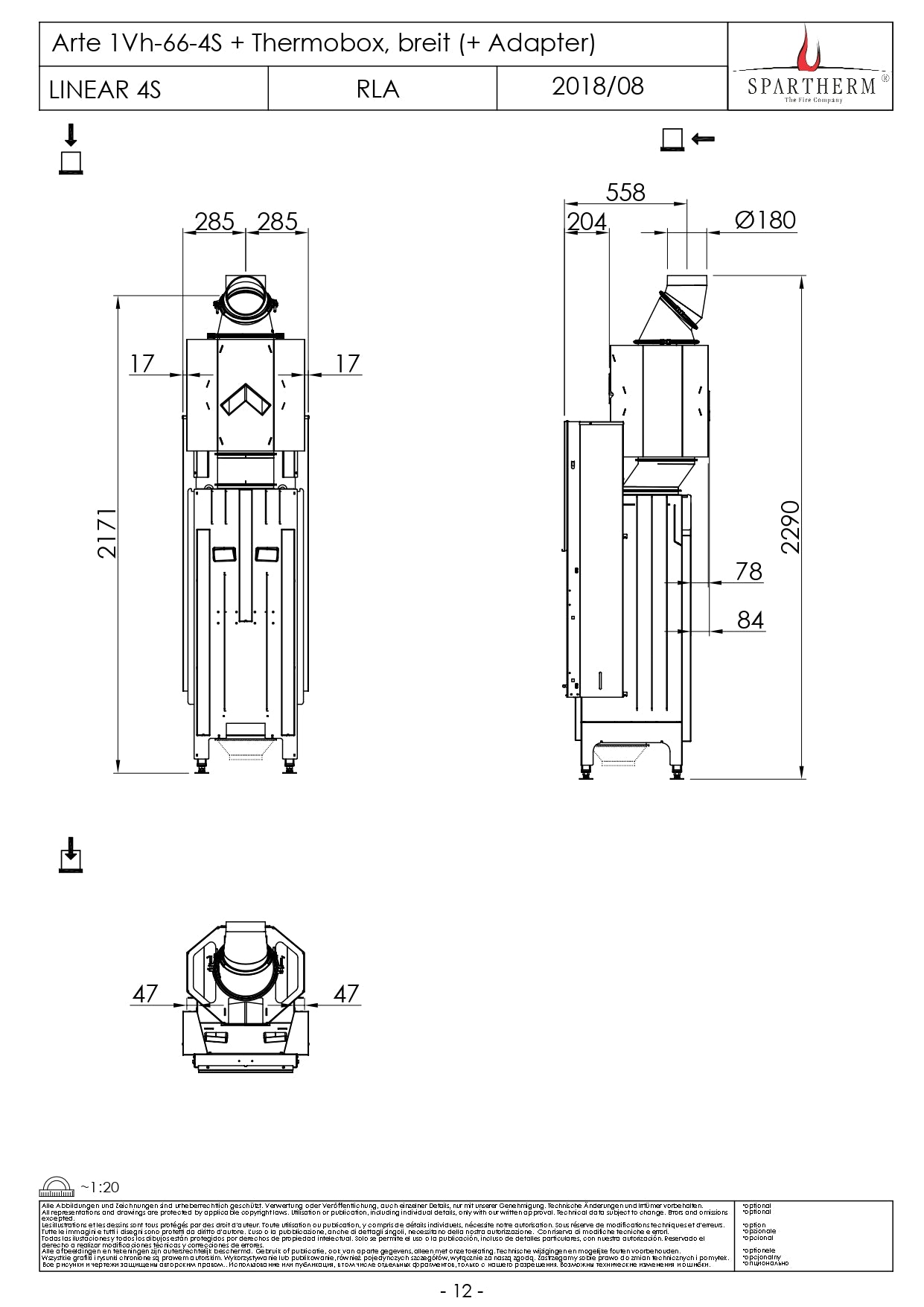 SPARTHERM Focar samota cu geam drept ARTE 1Vh 66