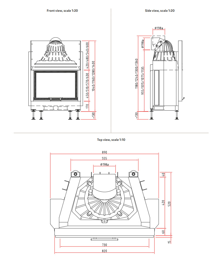 Șemineu pe lemne Lina 7363h