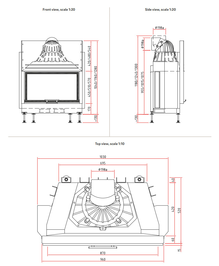 Șemineu pe lemne Lina 8770h
