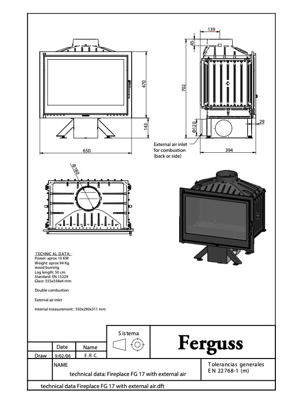Semineu Pe Lemne Ferguss FG-17 Admisie Aer