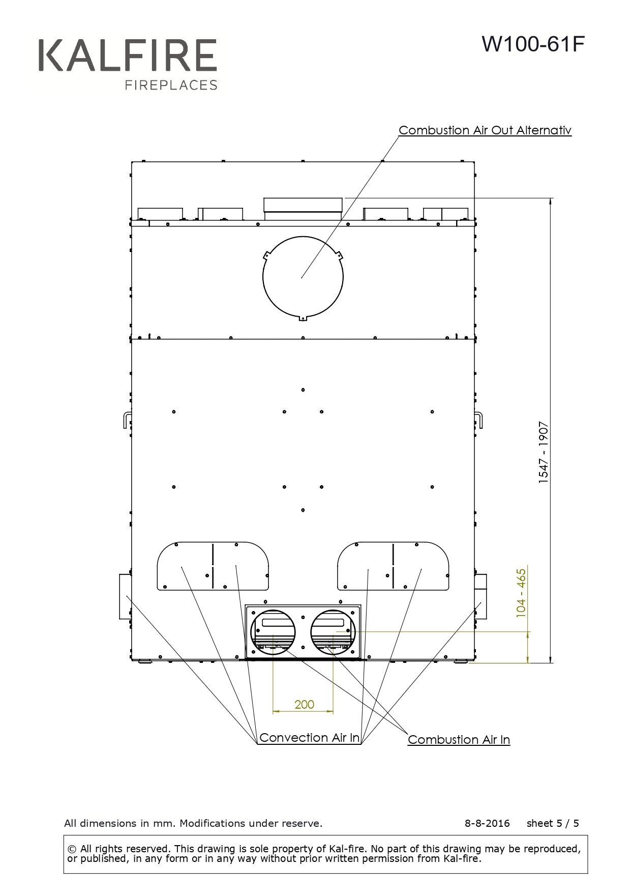 KALFIRE Focar W100 61F