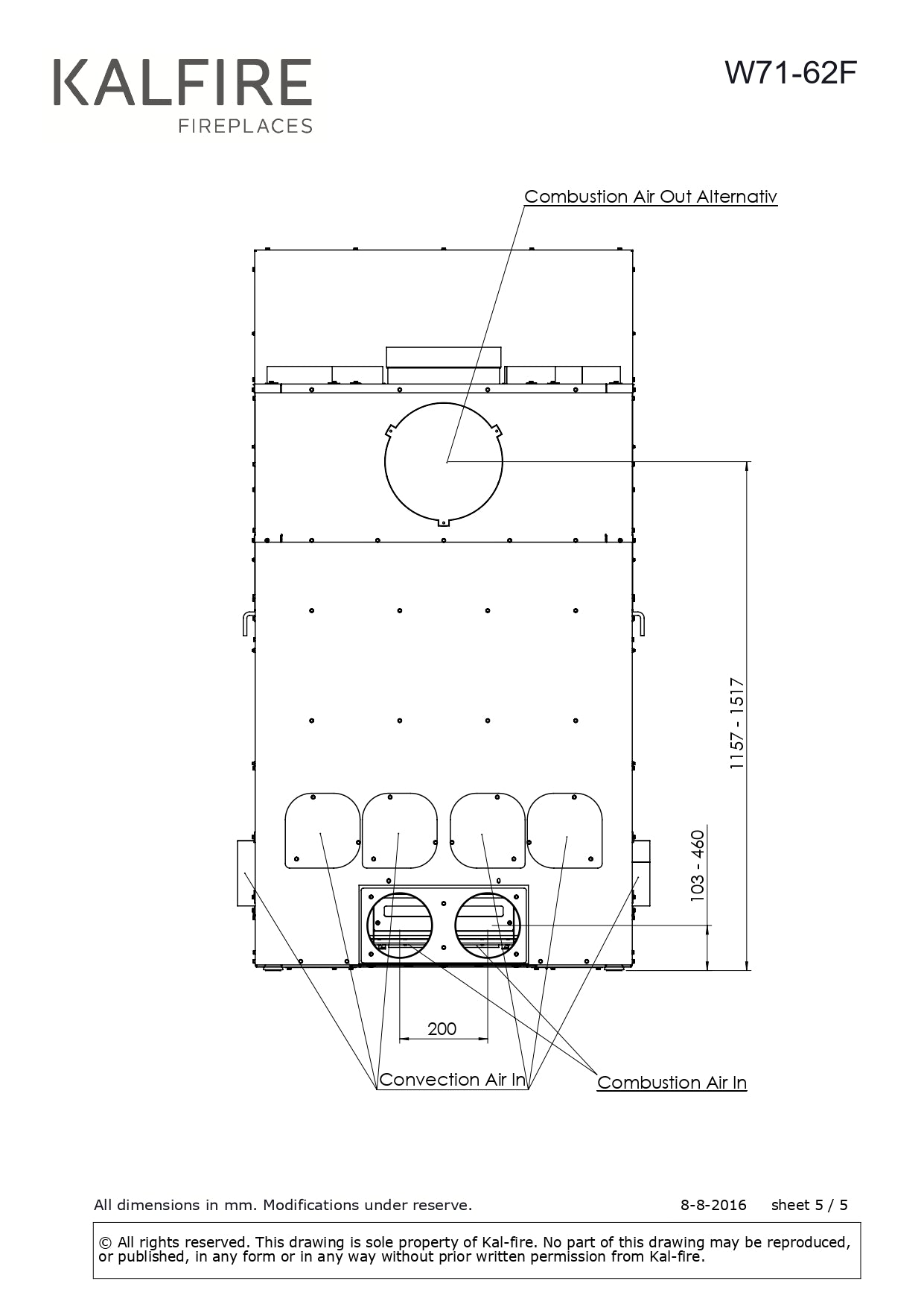 KALFIRE Focar W71 62F