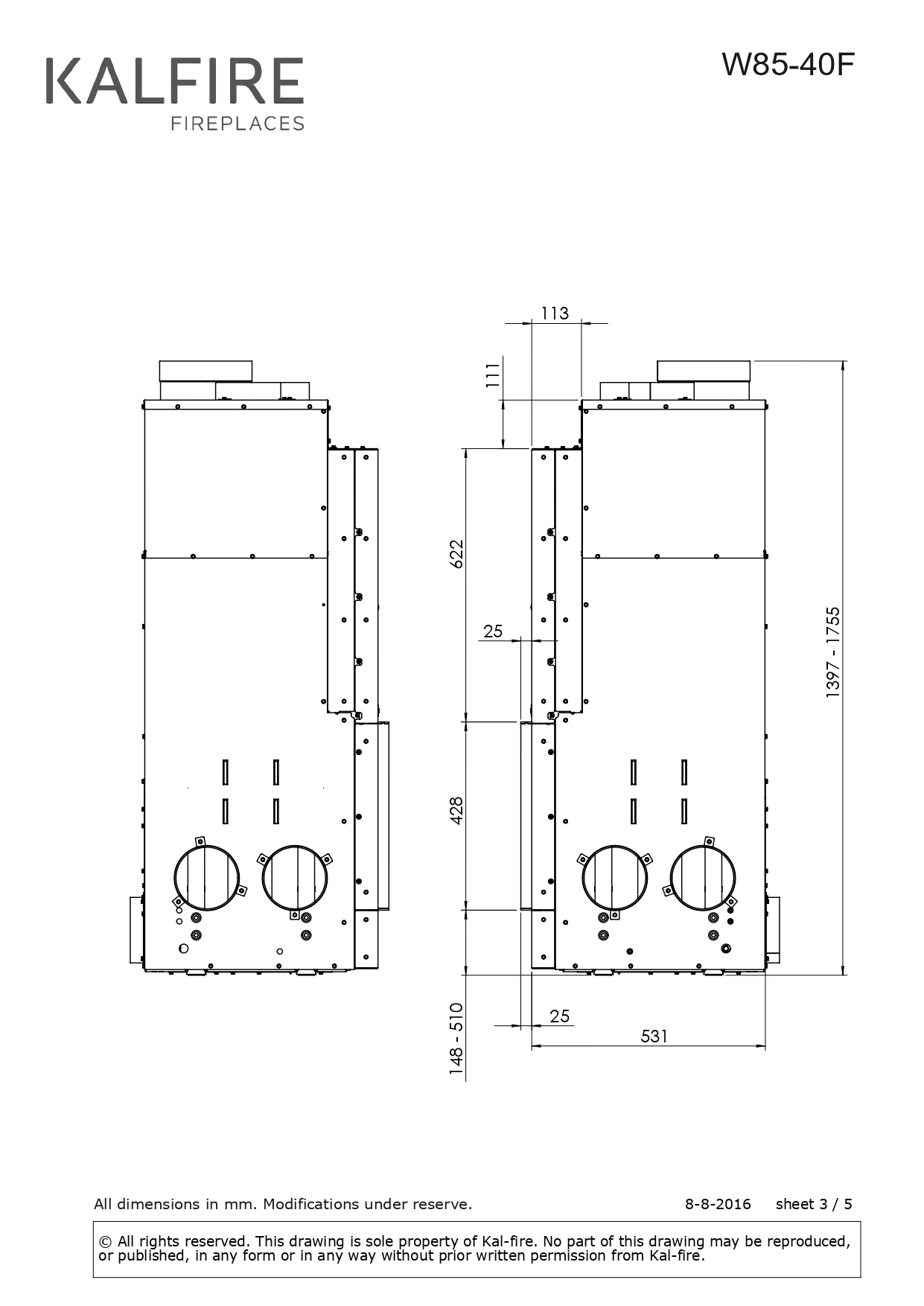 KALFIRE Focar W85 40F