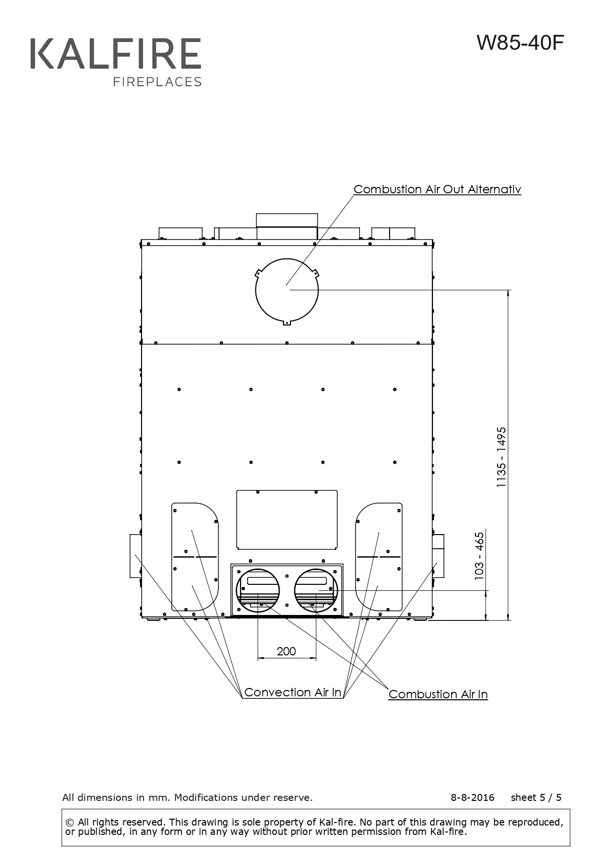 KALFIRE Focar W85 40F