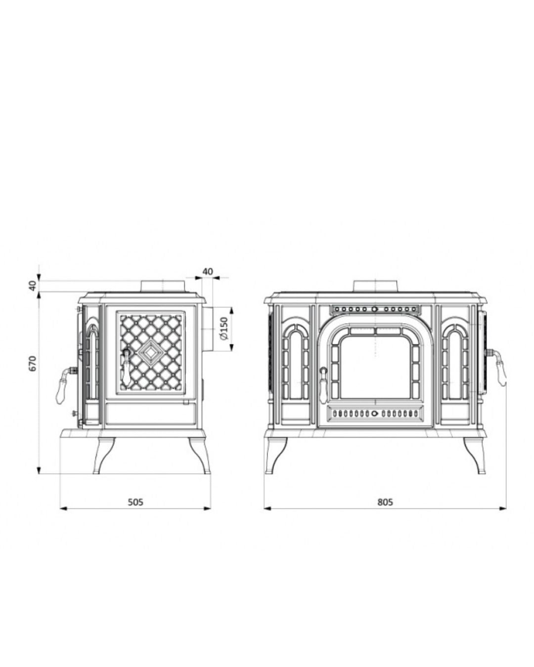 Sobă Kawmet P7 Sticlă laterală stânga - 10,5 kW