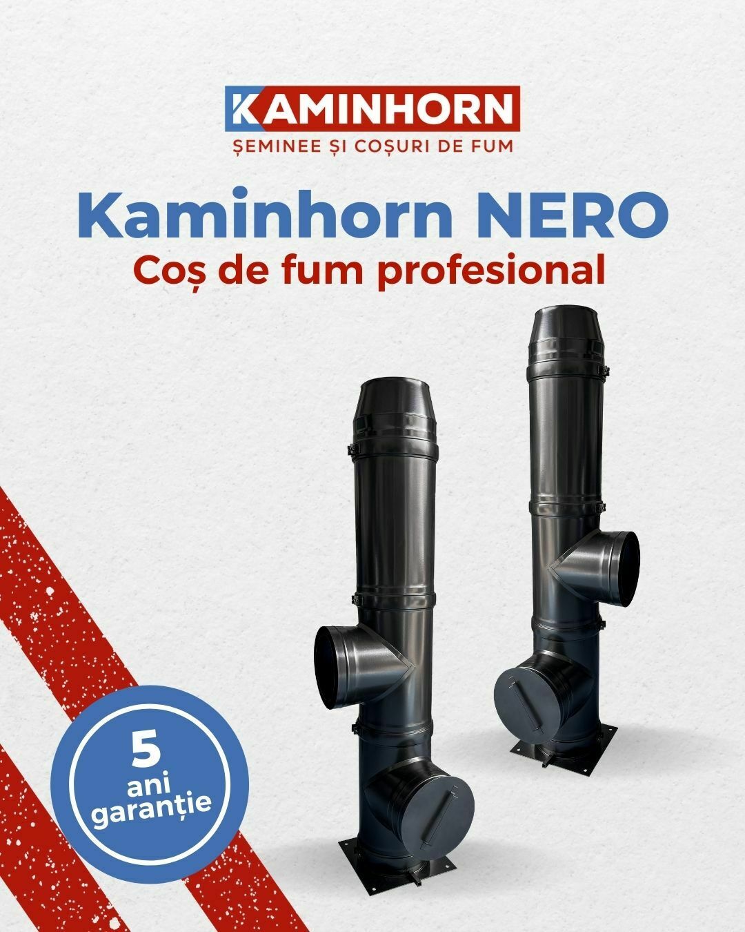 Coș de fum profesional - Kaminhorn NERO 90G / Baza 0