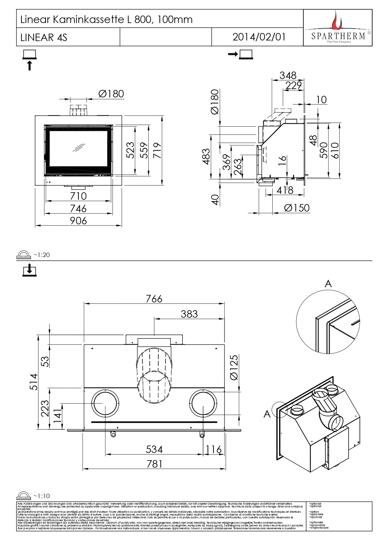 SPARTHERM Focar Semineu L 800