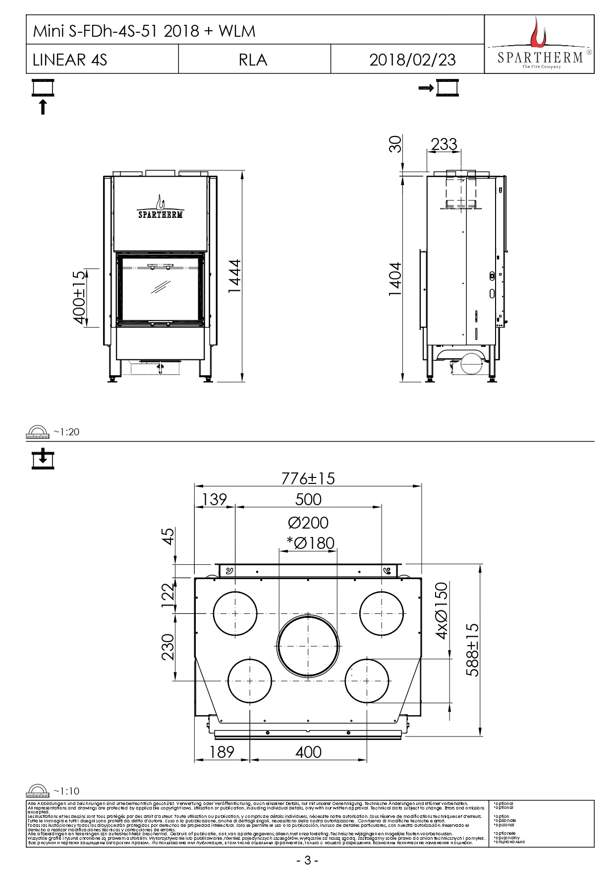 SPARTHERM Focar samota fata dubla Mini S – FDh