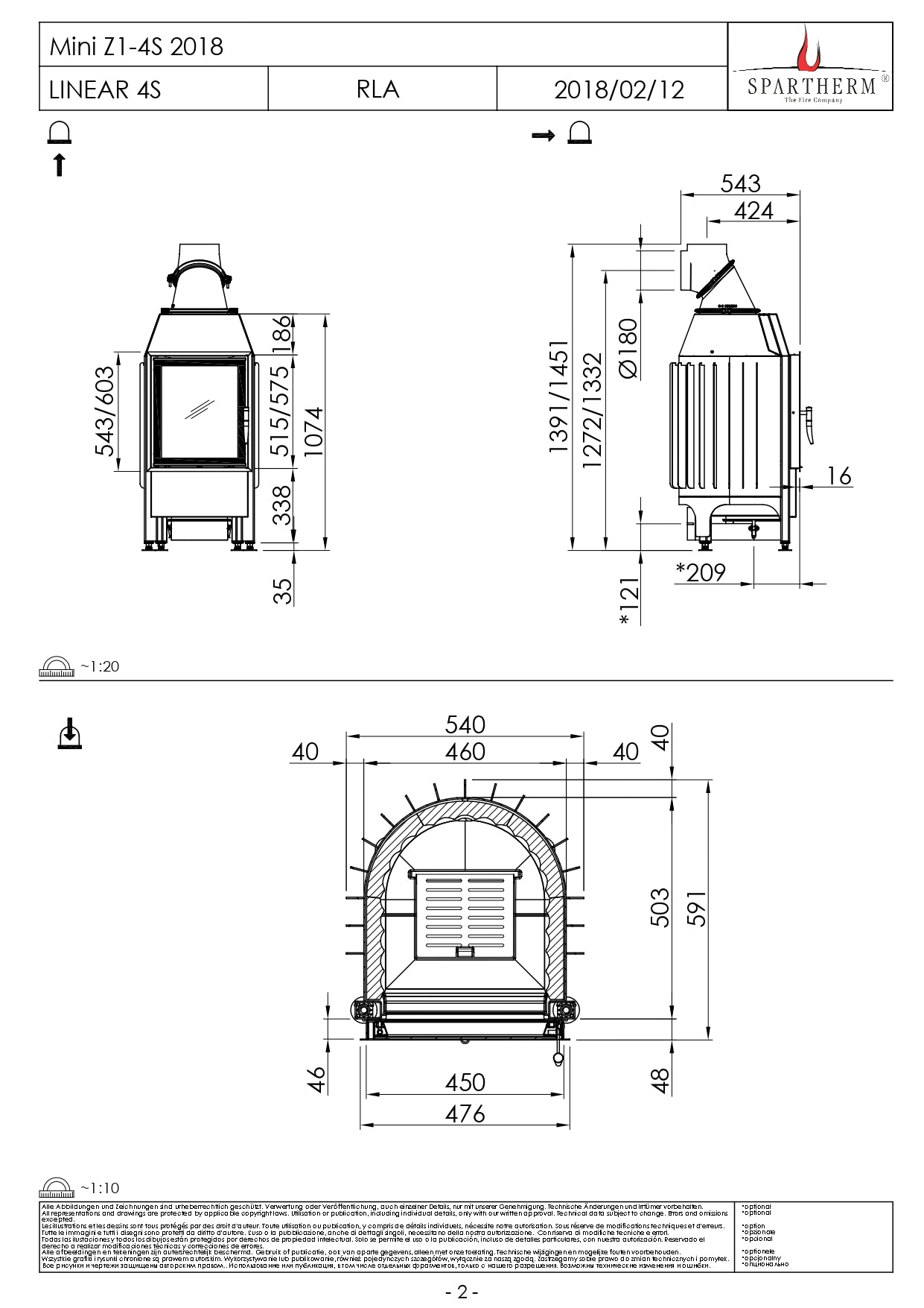 SPARTHERM Focar samota cu geam drept MINI Z1