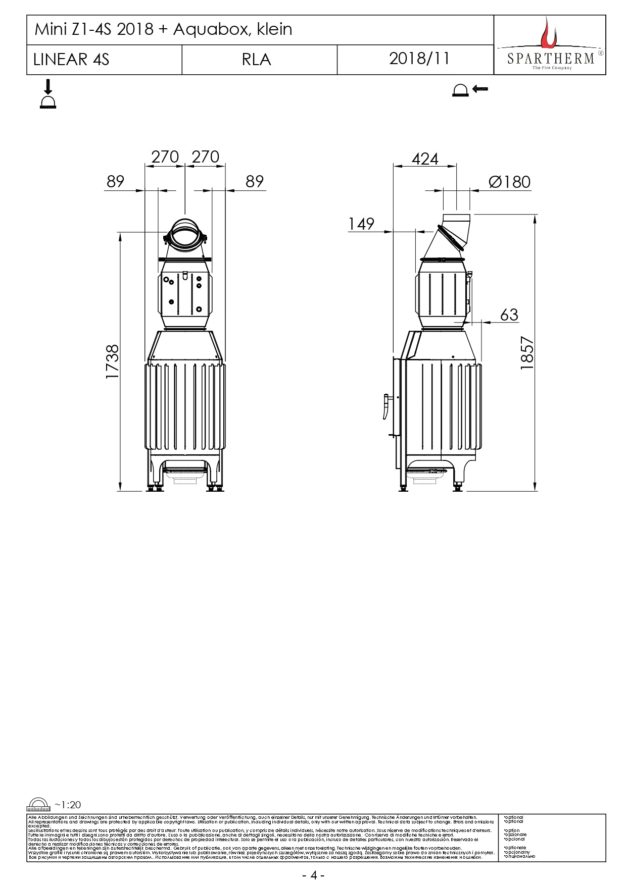 SPARTHERM Focar samota cu geam drept MINI Z1