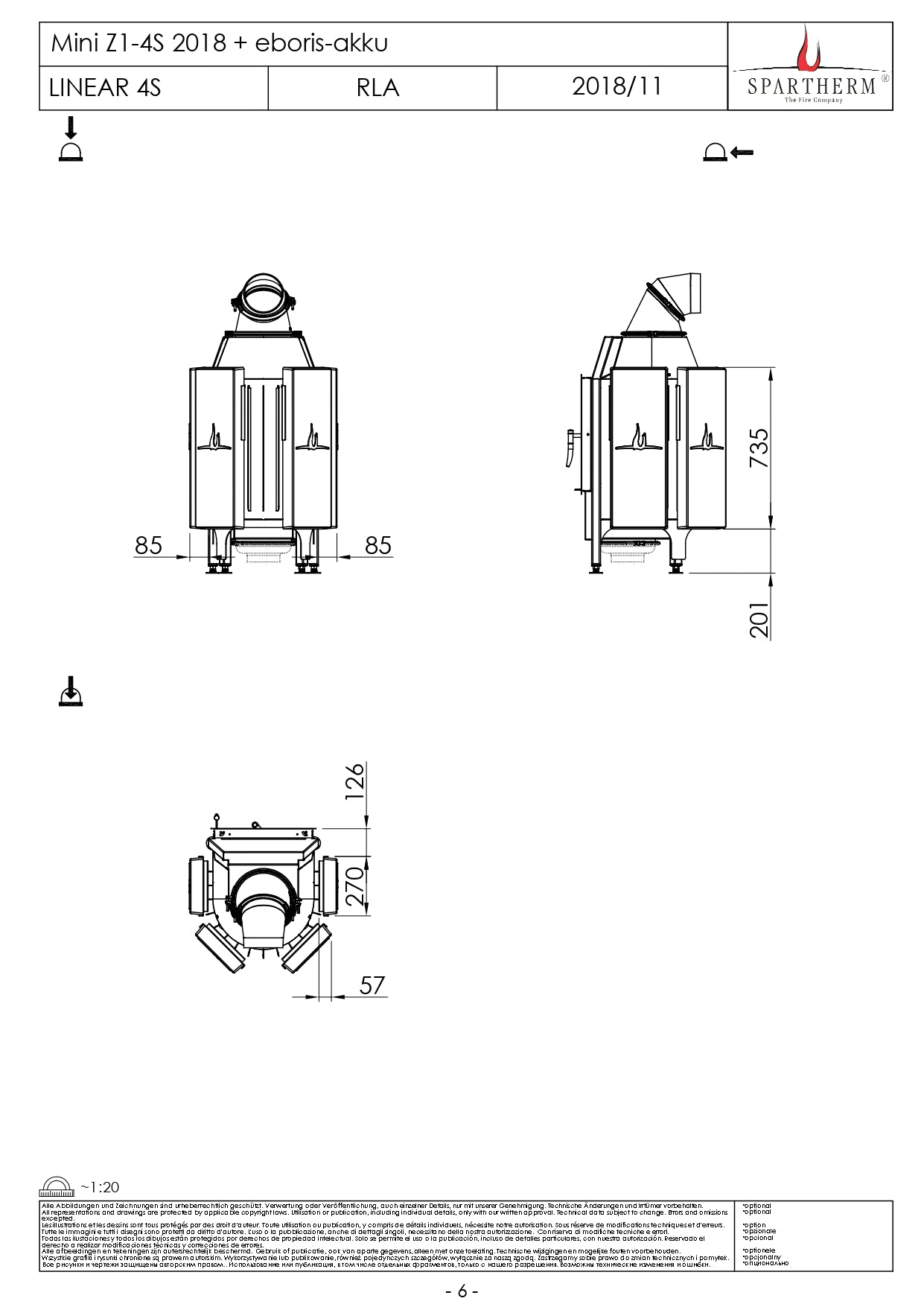 SPARTHERM Focar samota cu geam drept MINI Z1