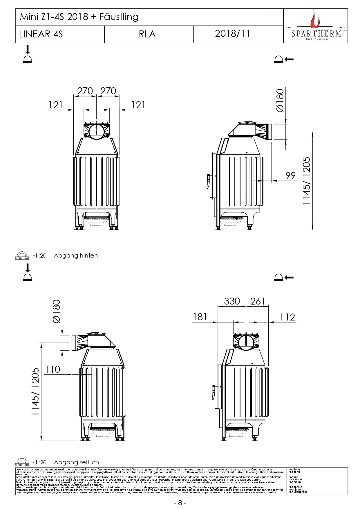 SPARTHERM Focar samota cu geam drept MINI Z1