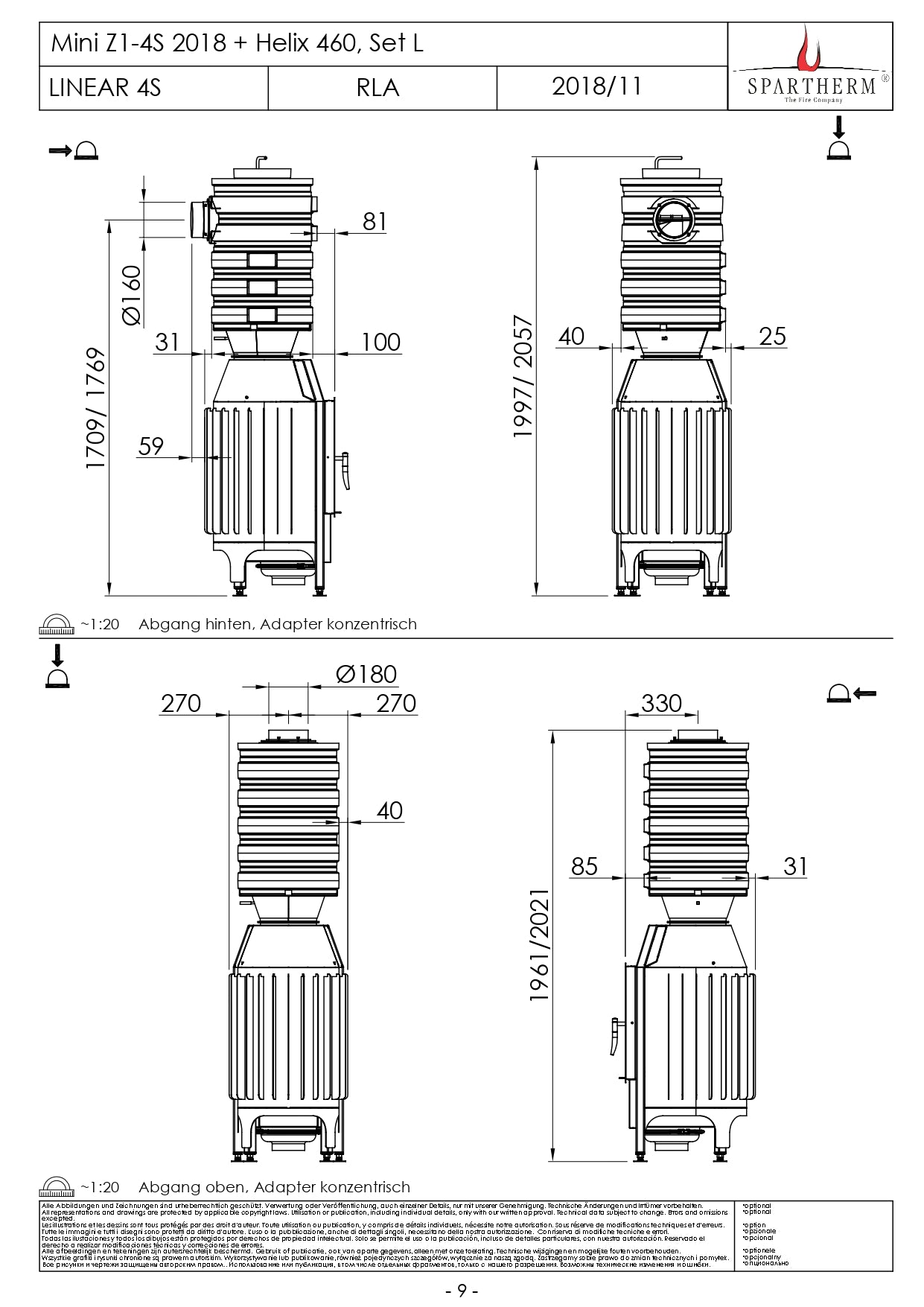 SPARTHERM Focar samota cu geam drept MINI Z1