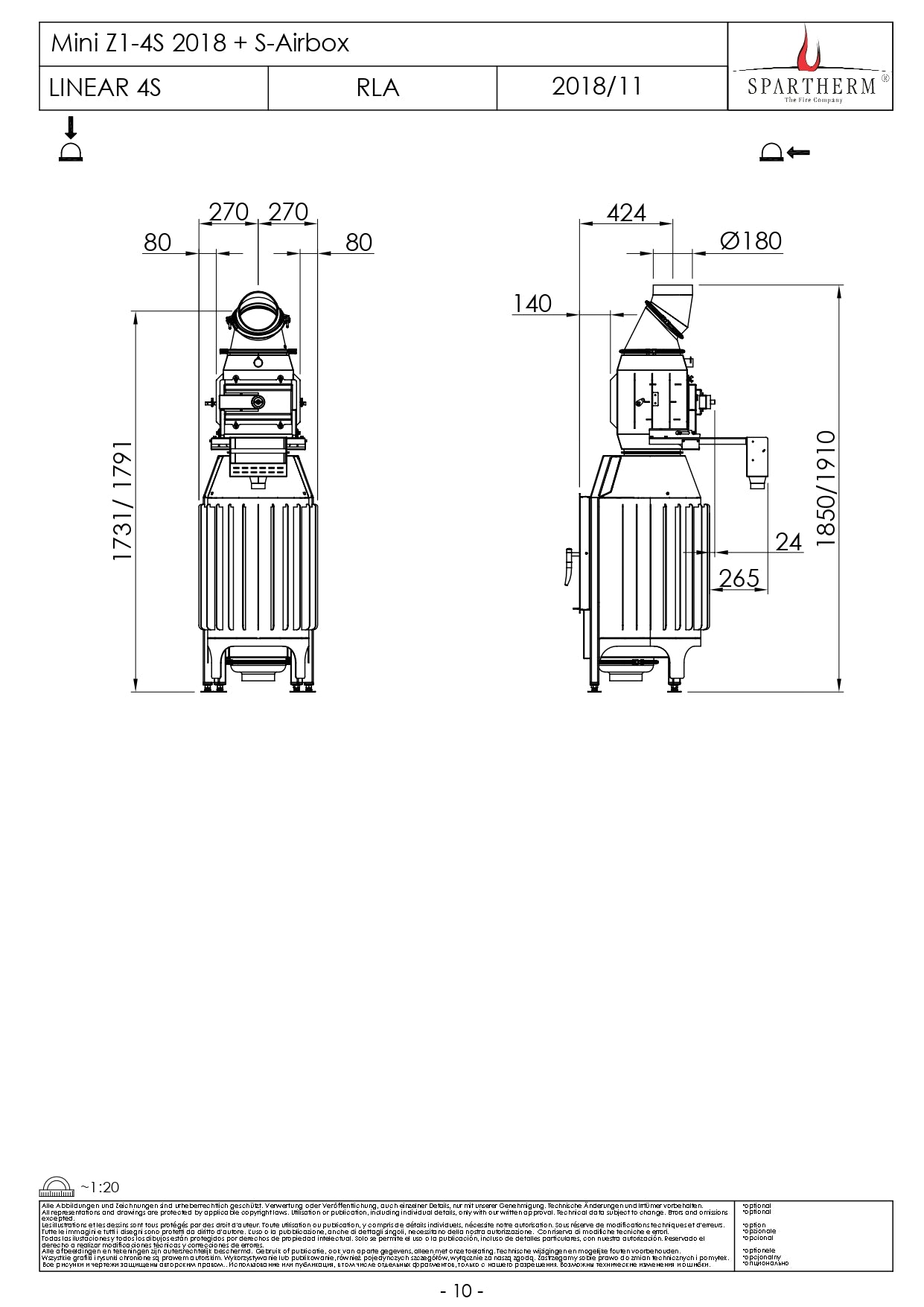 SPARTHERM Focar samota cu geam drept MINI Z1