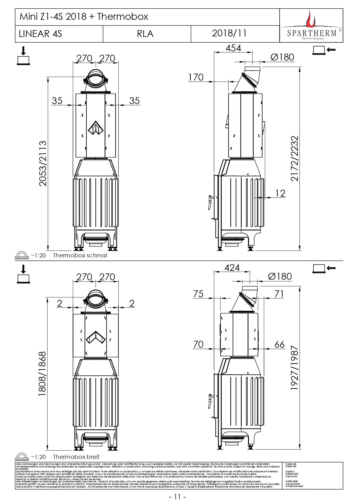 SPARTHERM Focar samota cu geam drept MINI Z1