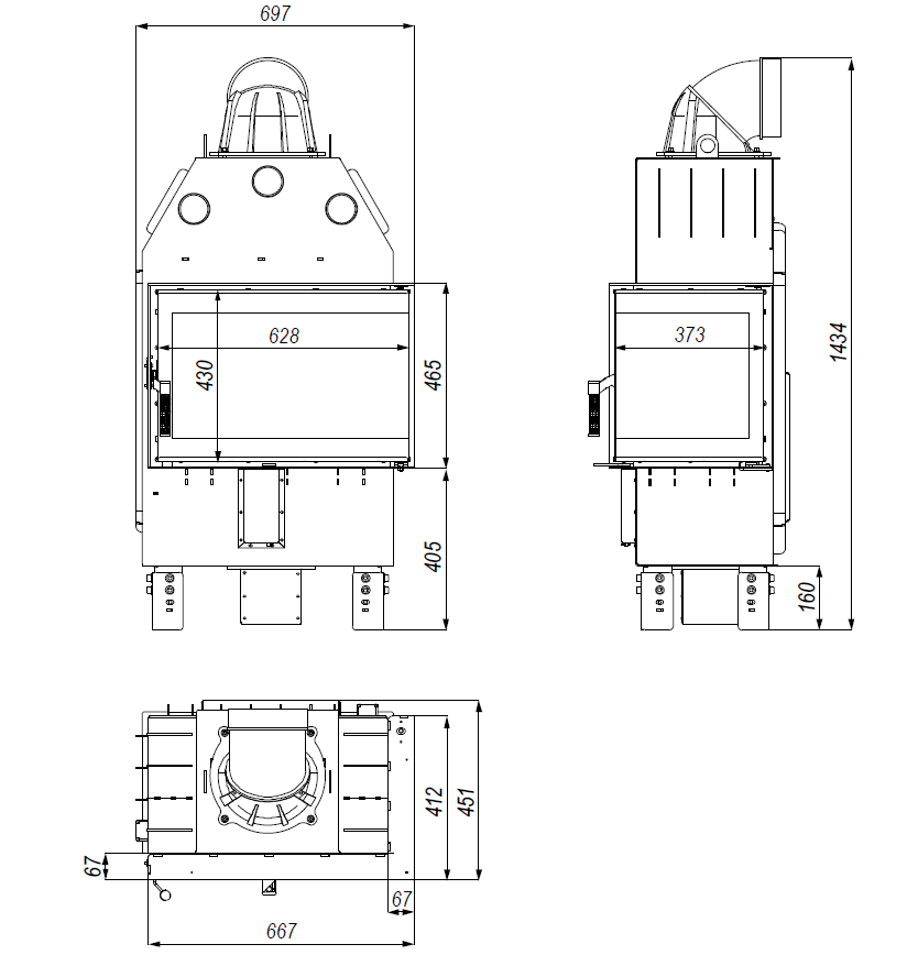 DEFRO Focar samota cu geam lateral Prima (Intra) SM BP Mini