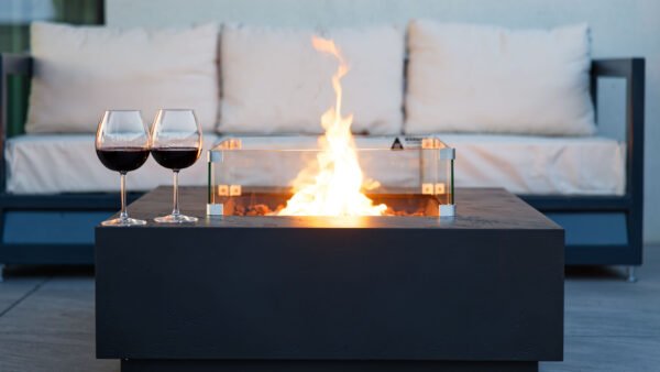 Masă cu Foc Flavo PureFlame 96cm | COMPACTĂ | GAZ | ANTRACIT | Sticlă